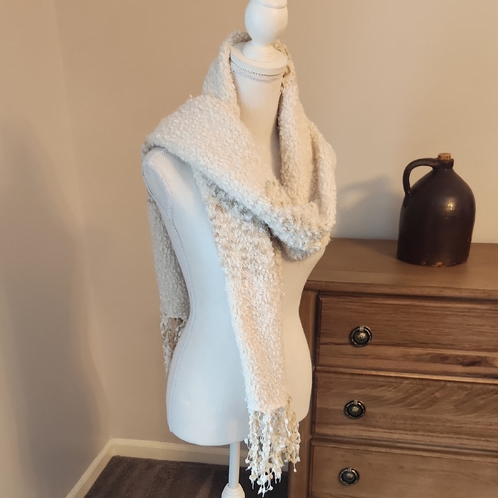 Altar'd State Cream Bouclé Fringe Wrap